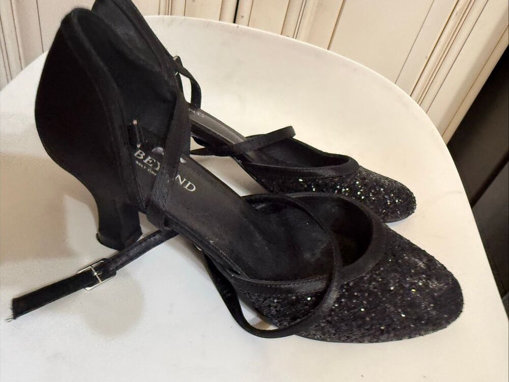Babeyond Women’s Glitter Closed Toe Ballroom Dance Shoes Black Size 8.5